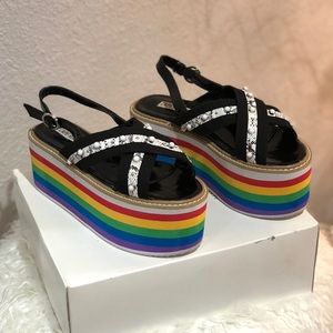 Rainbow/snake platform sandals